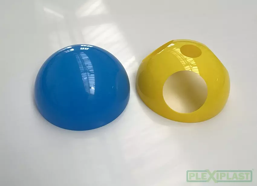 Coloured hemispheres with cut-outs
