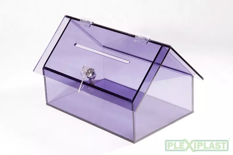 Translucent acrylic house-like moneybox