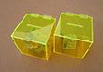 Yellow moneybox 200mm x 150mm x 150mm, clear - standard product