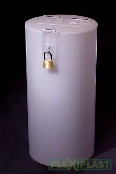 Cylindrical opal acrylic moneybox