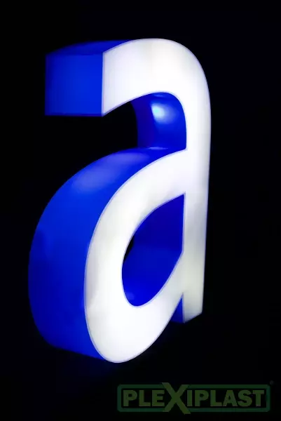 Two color acrylic channel letter, side view