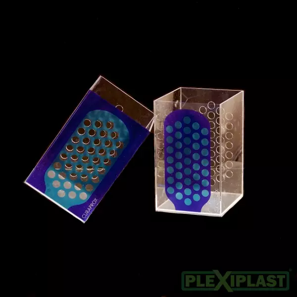 Acrylic shields with colored print and laser cut holes