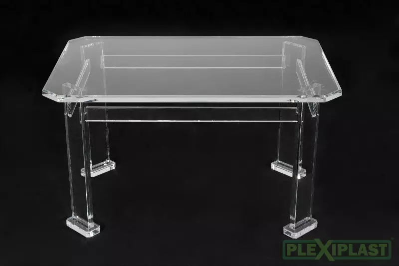 Conference table from thick clear acrylic