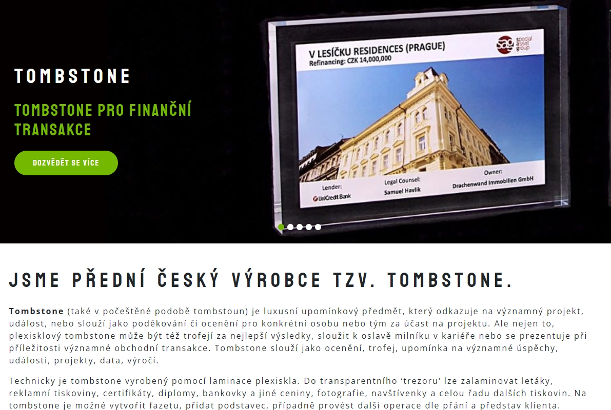 Tombstone, production of laminated tombstone