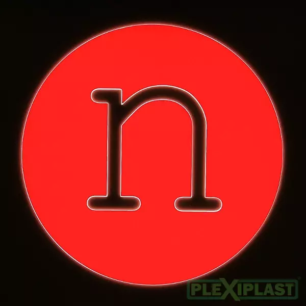 Noen company logo, red acrylic