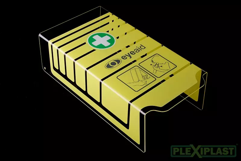 Detail of acrylic shield with screen printed finish