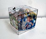 Green cash box fitted with a letterbox lock